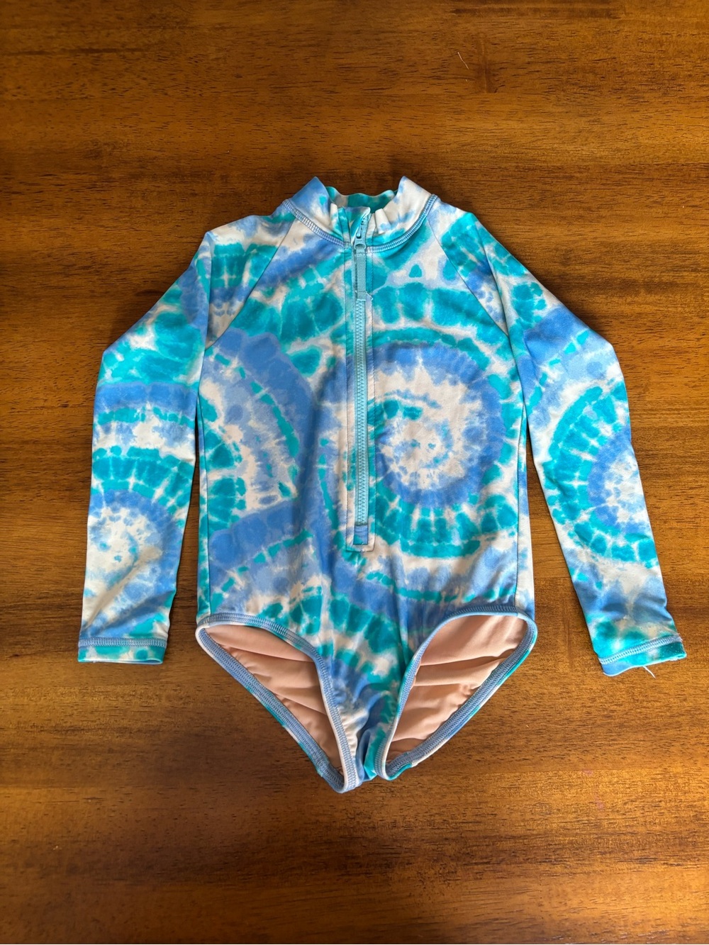 Crewcuts toddler girls Long-Sleeve Zip Front One-Piece Swimsuit Rashguard 3 yrs